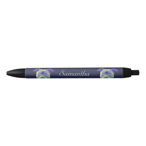 Blue pitbull dog personalized pen