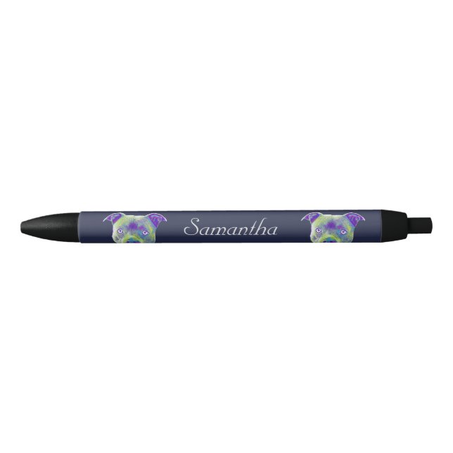 Blue pitbull dog personalized pen (Front)