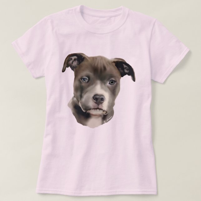 Blue Pitbull Dog T-Shirt (Design Front)
