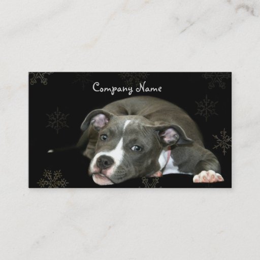 Customizable Blue Pitbull Puppy Business Cards