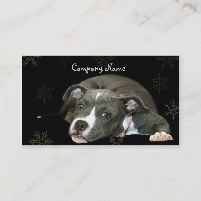 Blue Pitbull Puppy Business Cards (Front)