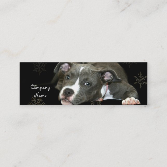 Blue Pitbull Puppy Skinny Business Cards (Front)