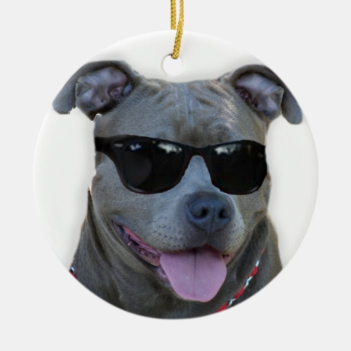 Blue pitbull with glasses ornaments