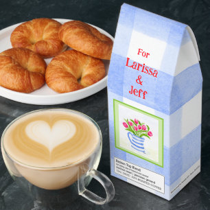 Blue Pitcher Tulips Blue Check CUSTOMIZE Roasted Coffee