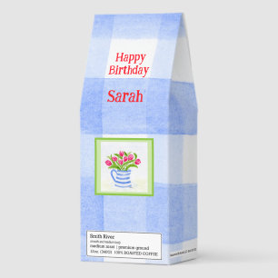 Blue Pitcher Tulips Blue Check CUSTOMIZE Roasted Coffee