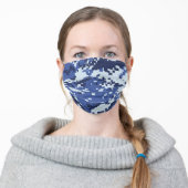 Blue Pixel Camouflage Adult Cloth Face Mask (Worn)