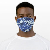 Blue Pixel Camouflage Adult Cloth Face Mask (Worn)