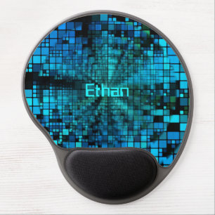 Blue Pixel Matrix Personalized Gel Mouse Pad
