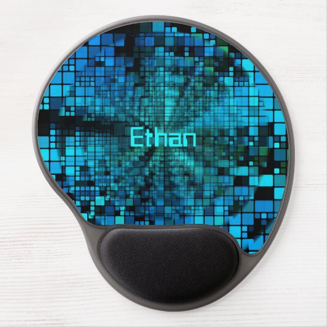 Blue Pixel Matrix Personalized Gel Mouse Pad (Front)