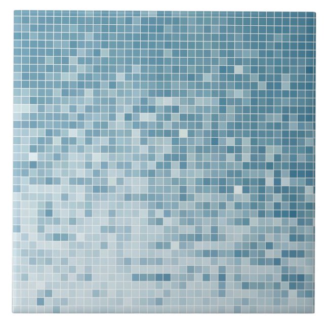 Blue Pixel Mosaic Gradient Ceramic Tile (Front)