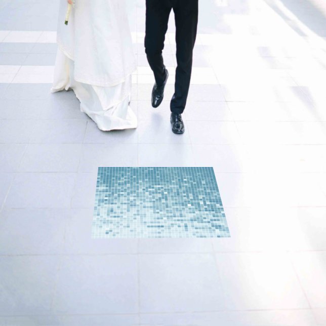 Blue Pixel Mosaic Gradient Floor Decals (Wedding)