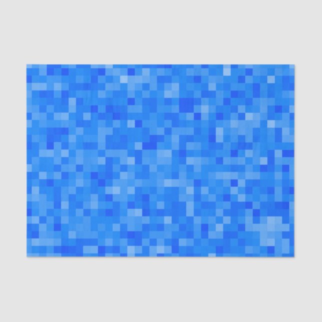 Blue Pixel Mosaic Tissue Paper (Front)