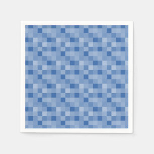 Blue pixel squares pattern paper napkins
