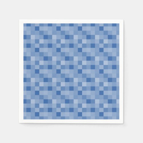 Blue pixel squares pattern paper napkins