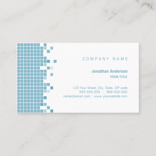 Customizable Blue Pixels business card