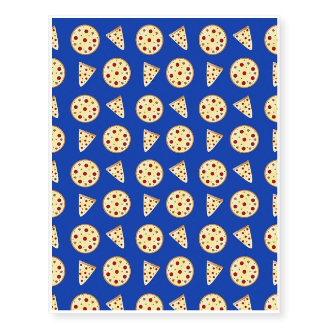 Blue pizza pattern temporary tattoos (Front)