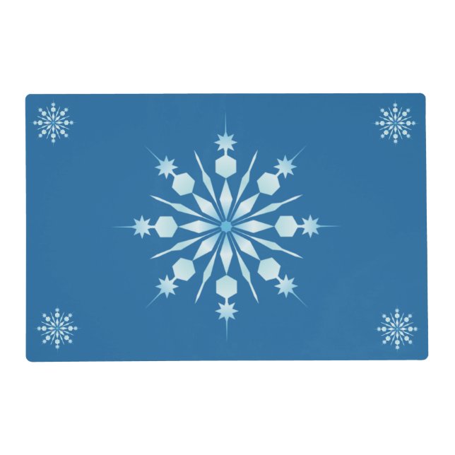 Blue Placemat with Snowflake Pattern (Front)