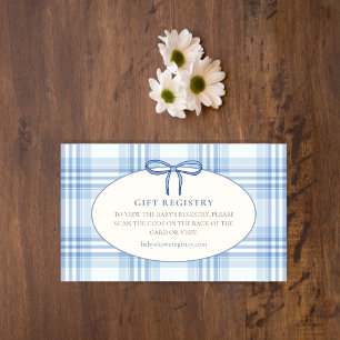 Blue Plaid Baby Boy Gift Registry   Chick Enclosure Card
