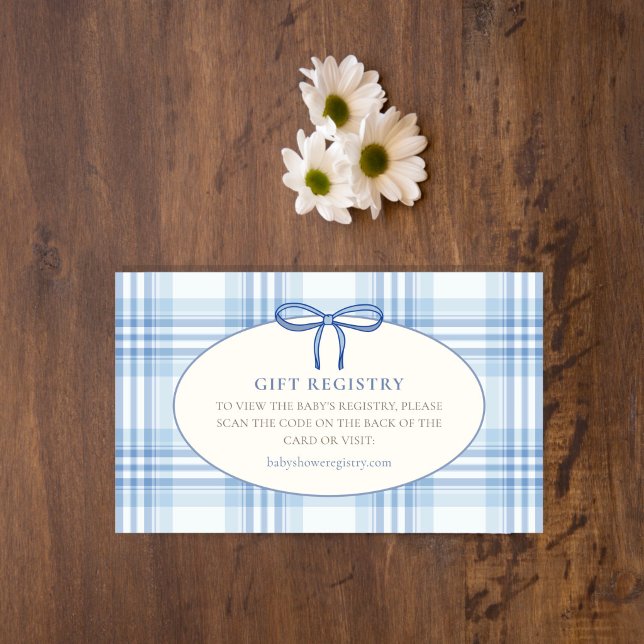 Blue Plaid Baby Boy Gift Registry | Chick Enclosure Card (Creator Uploaded)