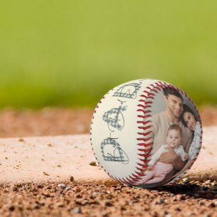 Blue Plaid Best Dad Ever First Fathers Day Photo Baseball