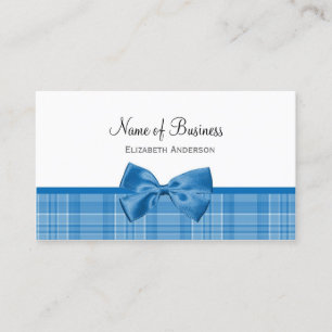 Blue Plaid Bow Boutique Business Card