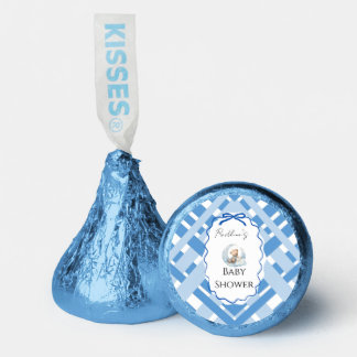 Blue Plaid Boy Baby shower bear ribbon Hershey®'s Kisses®