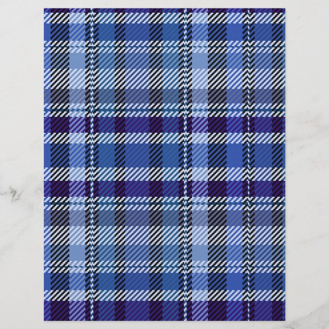 Blue Plaid Bulk Scrapbook Paper Pages (Front)