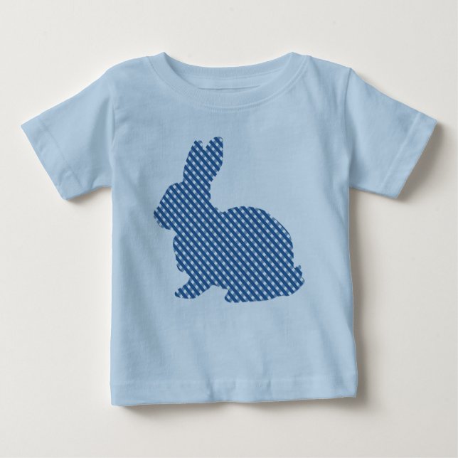 Blue Plaid Bunny Baby Baby T-Shirt (Front)