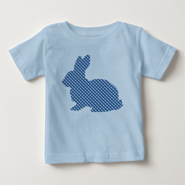 Blue Plaid Bunny Baby T-Shirt (Front)