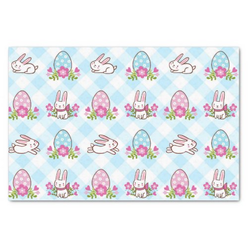 Blue Plaid Bunny Hop  Tissue Paper