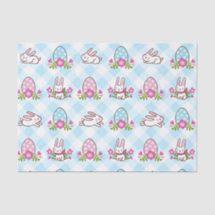 Blue Plaid Bunny Hop Tissue Paper