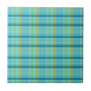 Blue Plaid by Shirley Taylor Ceramic Tile