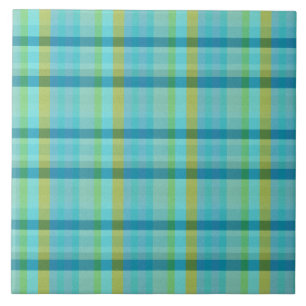 Blue Plaid by Shirley Taylor Ceramic Tile