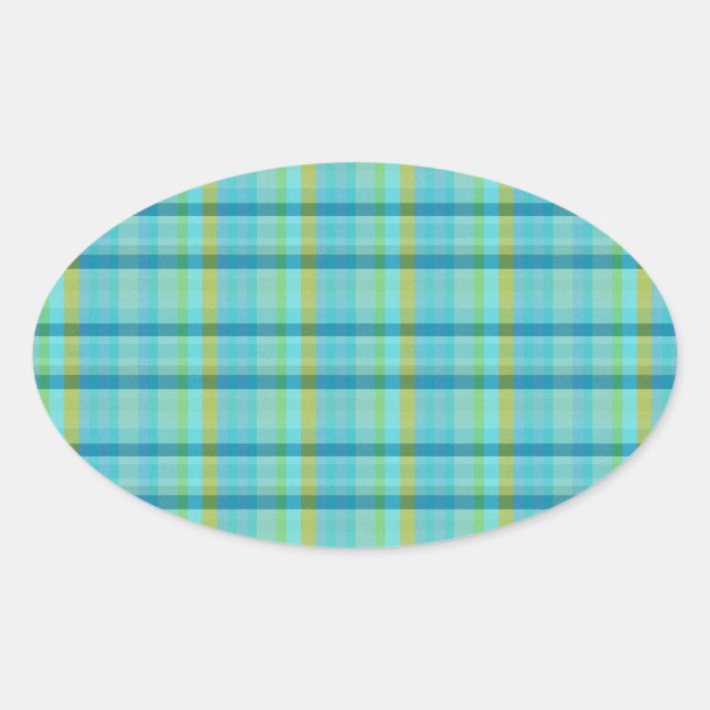 Blue Plaid by Shirley Taylor Oval Sticker (Front)