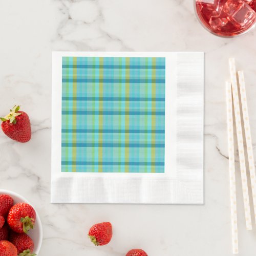 Blue Plaid by Shirley Taylor Paper Napkins