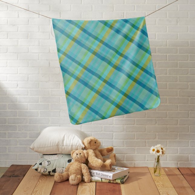 Blue Plaid by Shirley Taylor Receiving Blanket (In Situ)