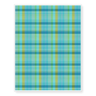 Blue Plaid by Shirley Taylor Temporary Tattoos