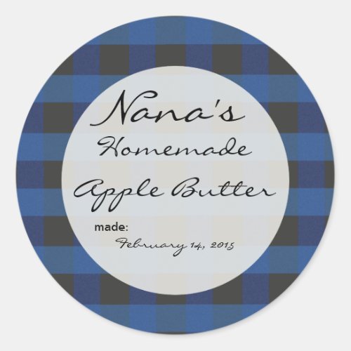 Blue Plaid Canning lid cover for 25 inch lid Classic Round Sticker