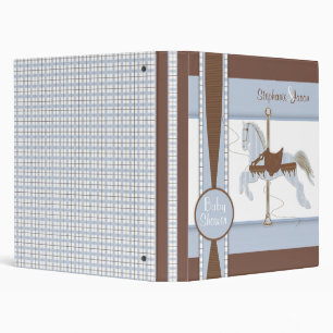 Blue Plaid Carousel Horse Baby Album Binder