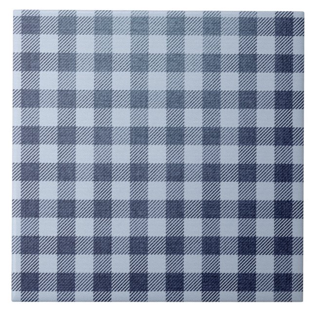 Blue Plaid Ceramic Tile (Front)