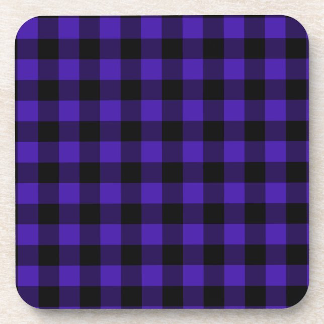 Blue Plaid Check Coaster Modern Design (Front)