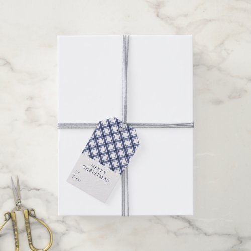 Blue Plaid Christmas Gift Tags