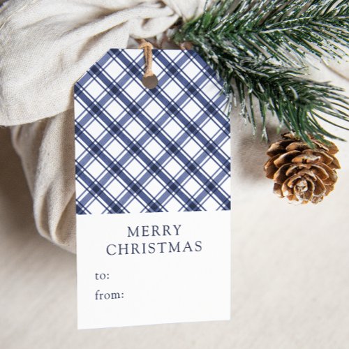 Blue Plaid Christmas Gift Tags