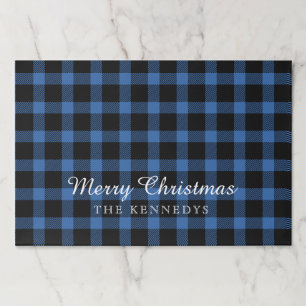 Blue Plaid Christmas Paper Placemat