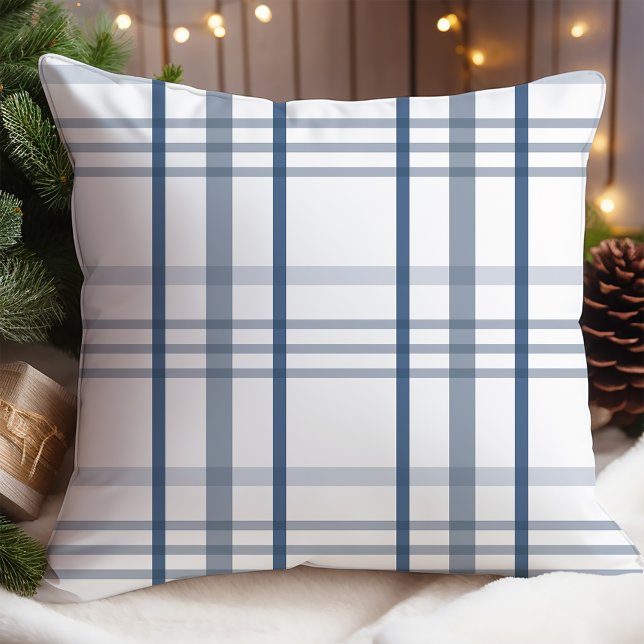 Blue Plaid Christmas Throw Pillow (Creator Uploaded)