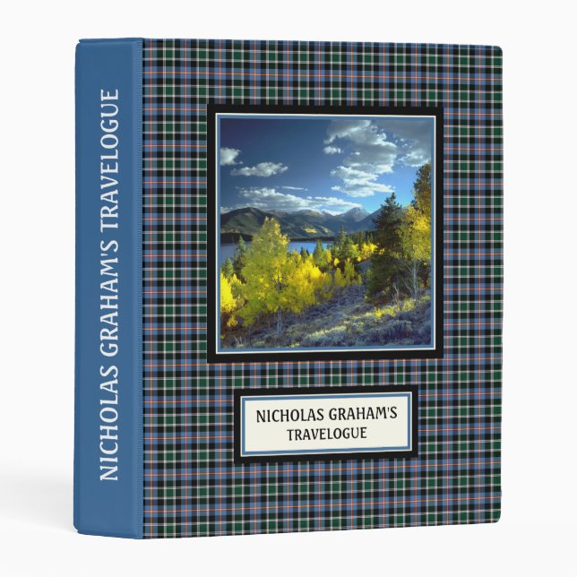Blue Plaid Colorado State Tartan Custom Photo Mini Binder (Front/Spine)
