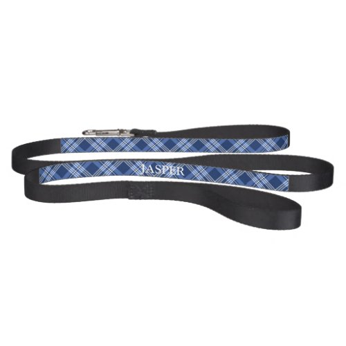Blue Plaid Custom Name Dog Leash