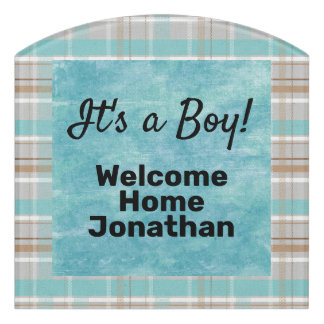 Blue plaid customizable sign