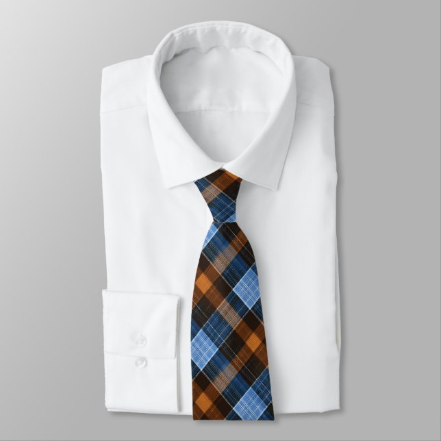 Blue Plaid Dad Neck Tie (Tied)