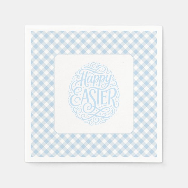 Blue Plaid Easter Napkins (Front)